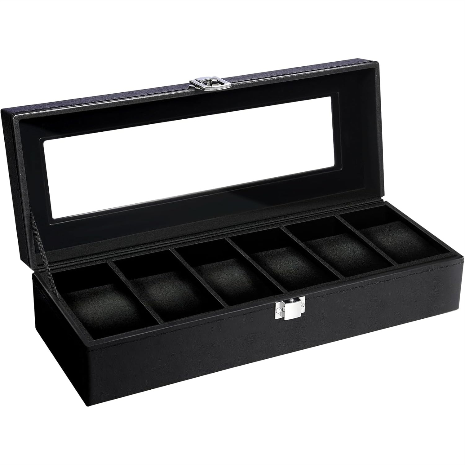 Jewelry With Watches - 6 Slot Watch Box with Glass