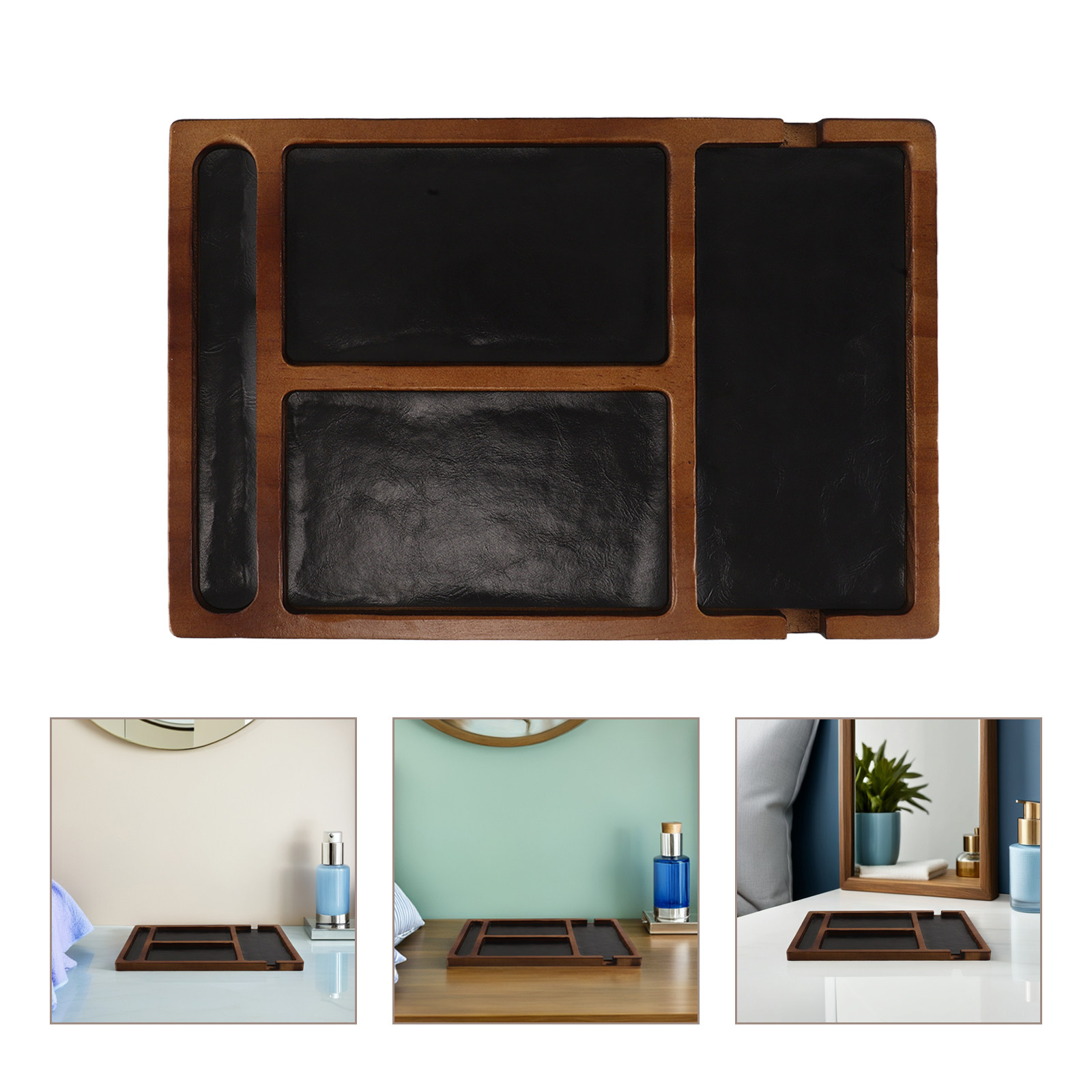 Jewelry With Watches - Solid Wood Divided Jewelry Organizer Tray