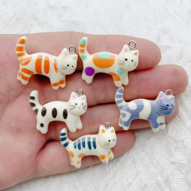 Jewelry & Watches Store - 10pcs resin cartoon cat animal jewelry
