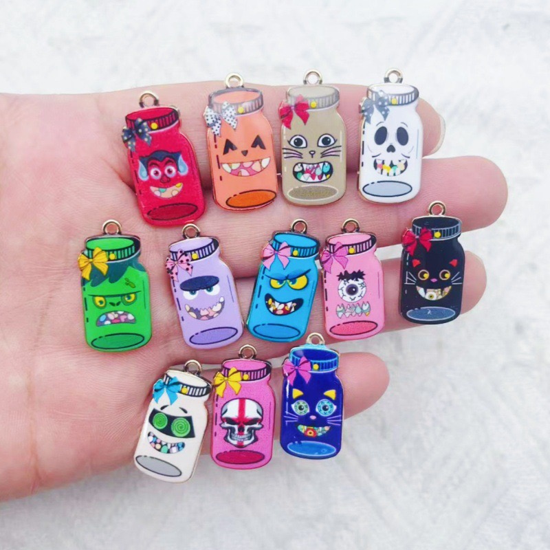 Jewelry & Watches Store - 12pcs alloy printed bottle pendant, DIY