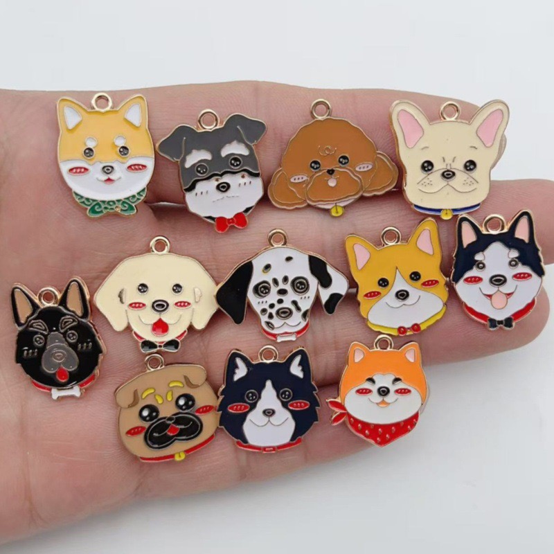 Jewelry & Watches Store - 12pcs cartoon pet spotted dog alloy