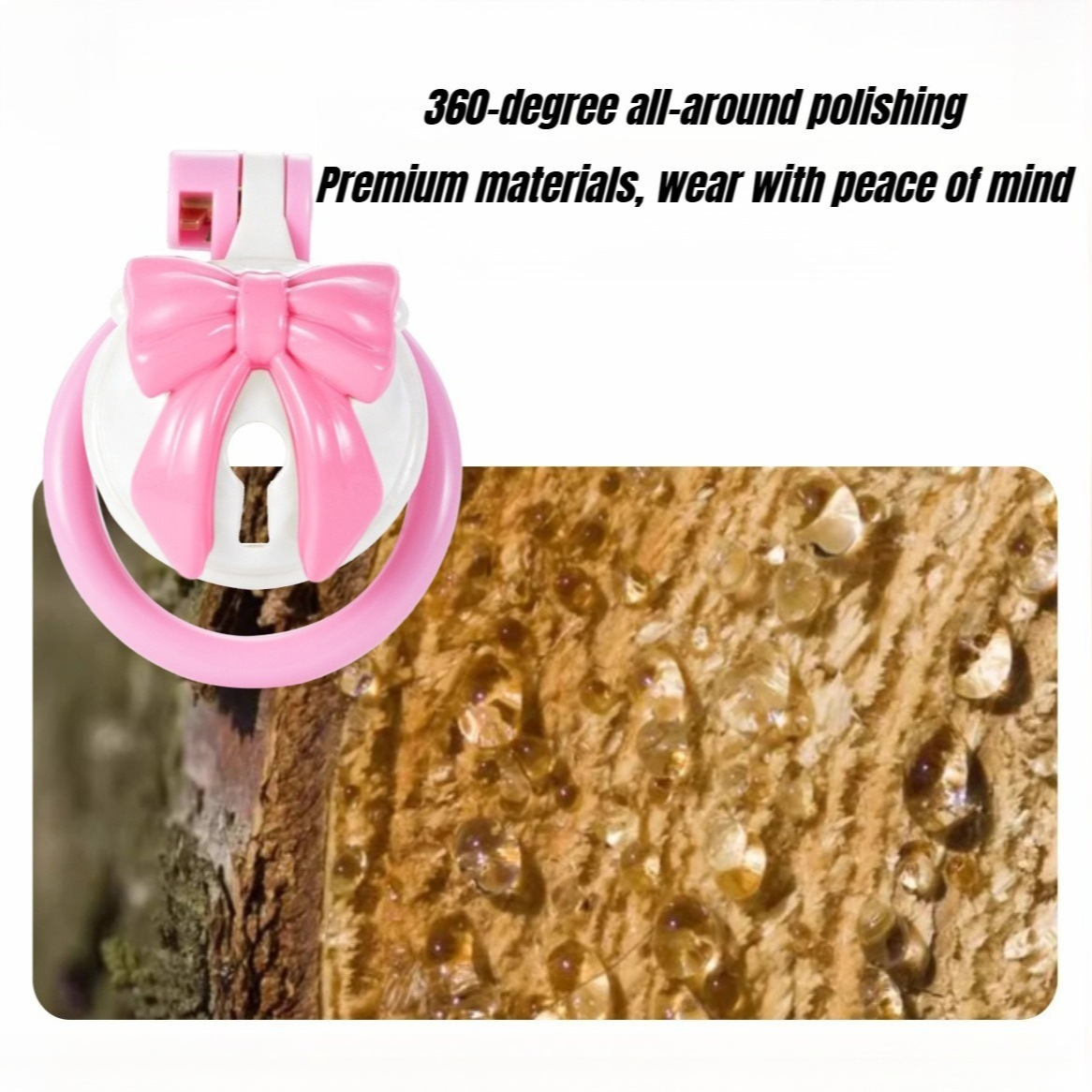 Pink Bowknot Resin Chastity Ca - огляд і ціна Couple Ring Set