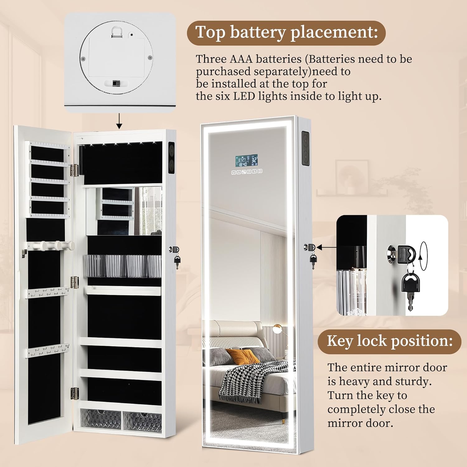 LED Mirror Jewelry Cabinet wit - огляд і ціна Jewelry & Watches Store