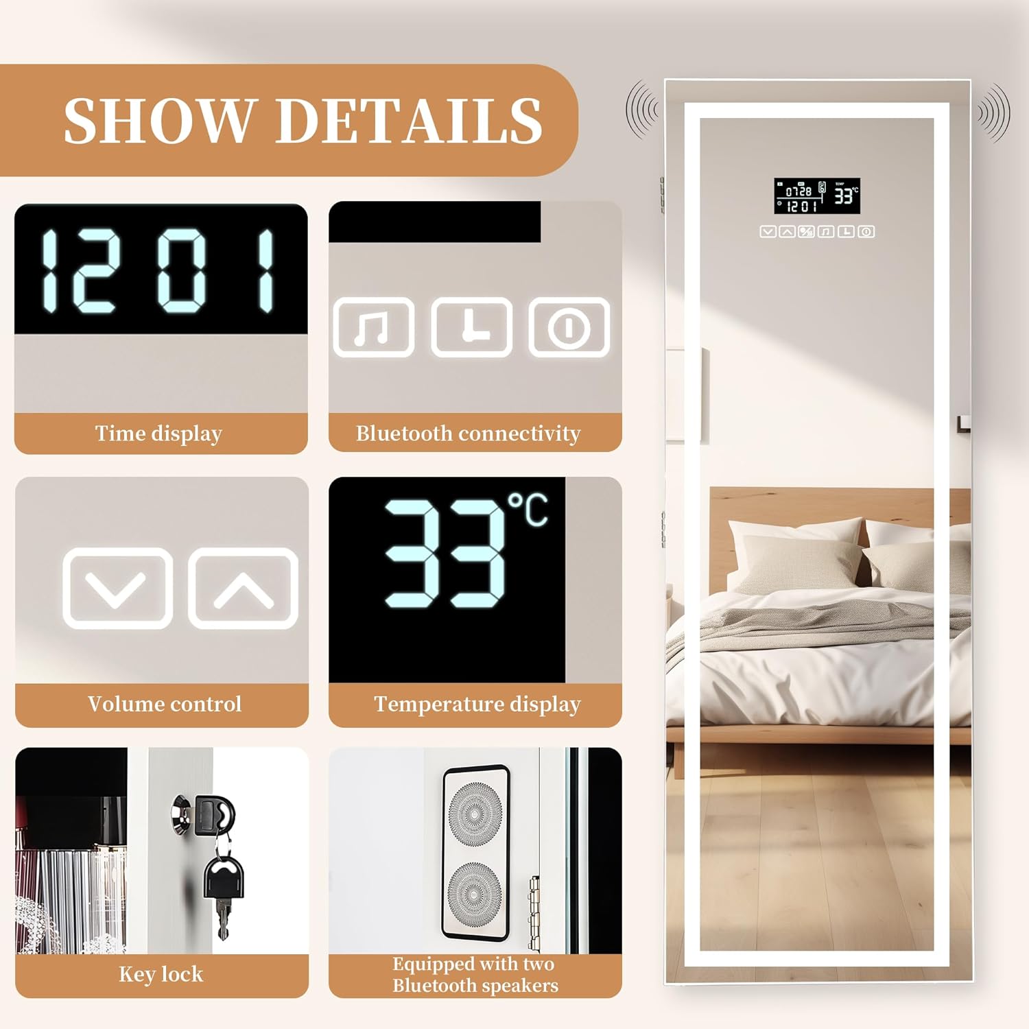 LED Mirror Jewelry Cabinet wit - огляд і ціна Jewelry & Watches Store