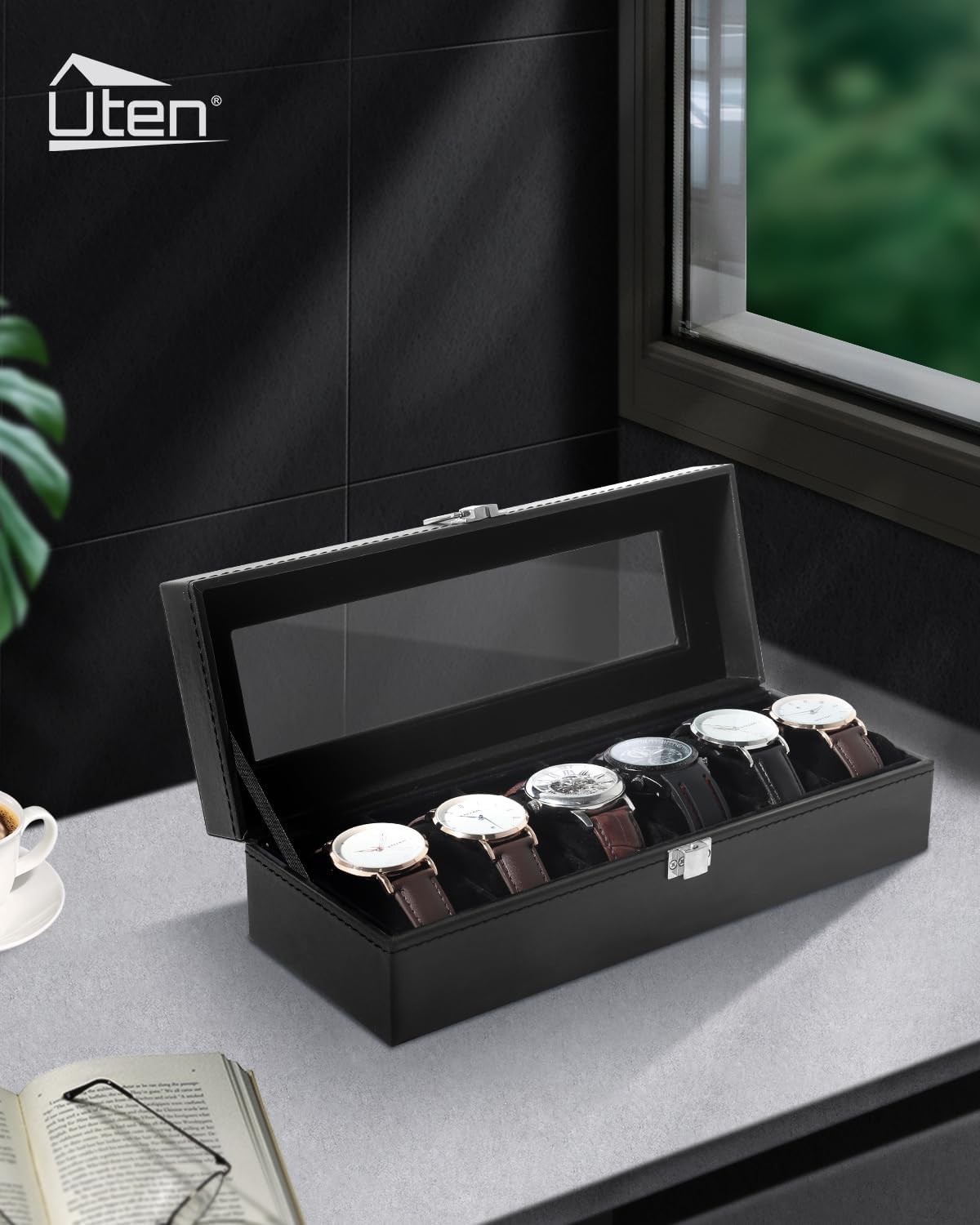 6 Slot Watch Box with Glass Li - огляд і ціна Jewelry With Watches