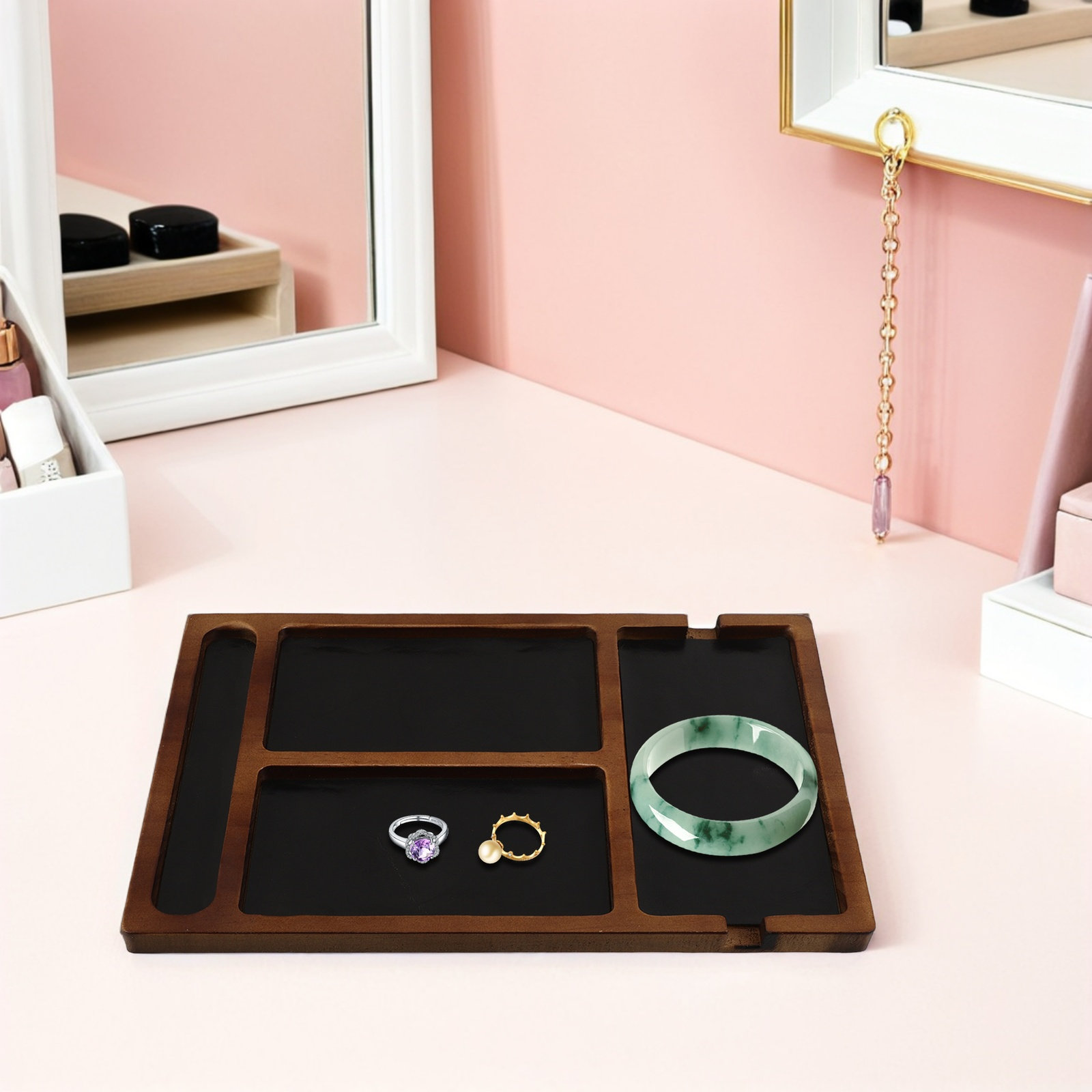 Solid Wood Divided Jewelry Org - огляд і ціна Jewelry With Watches