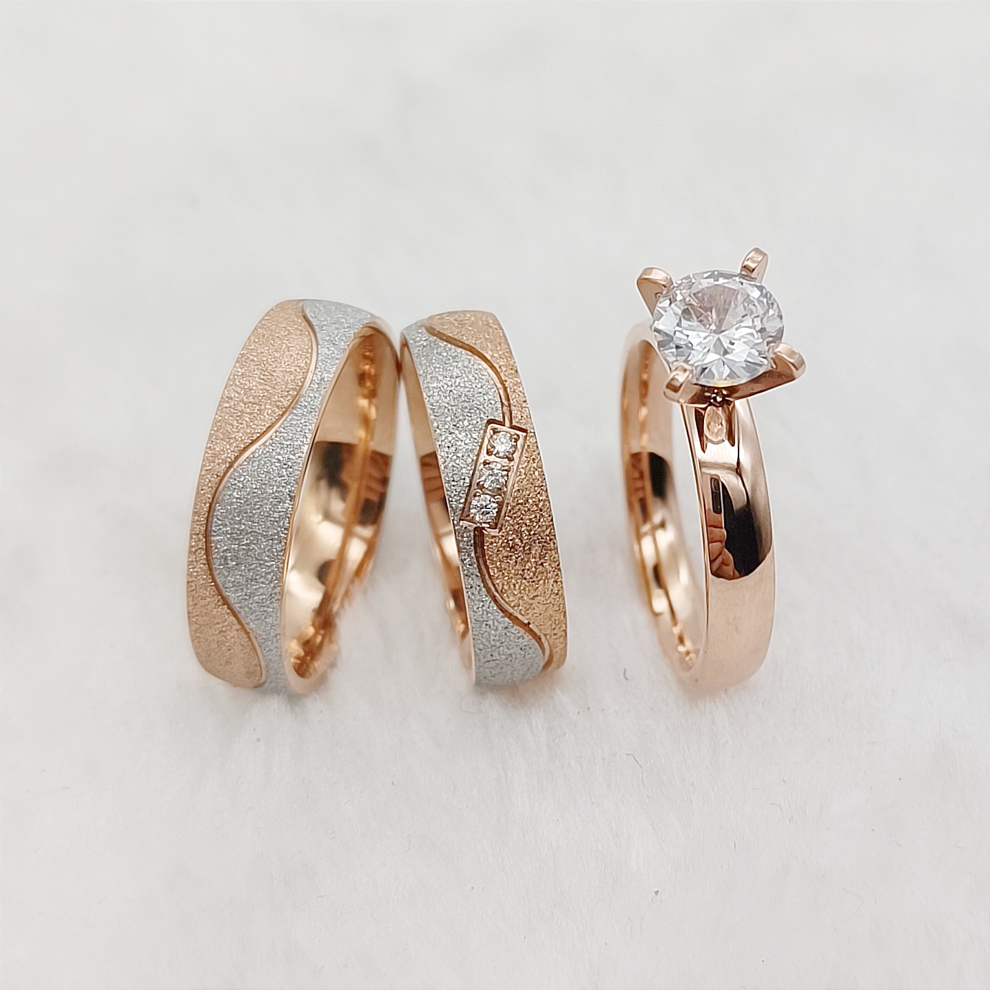 Proposal 3pcs Marriage Promise - огляд і ціна Couple Ring Set
