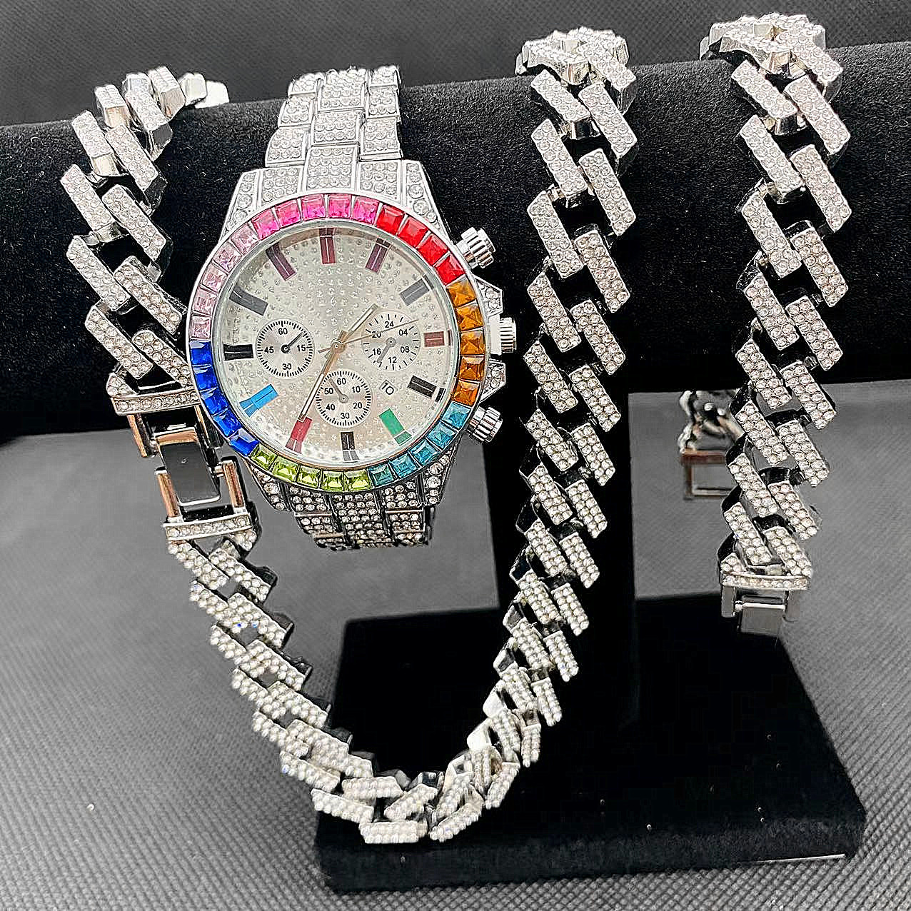 3PCS Hip Hop Mens Women Jewelr - огляд і ціна Best Jewelry Watches For Women