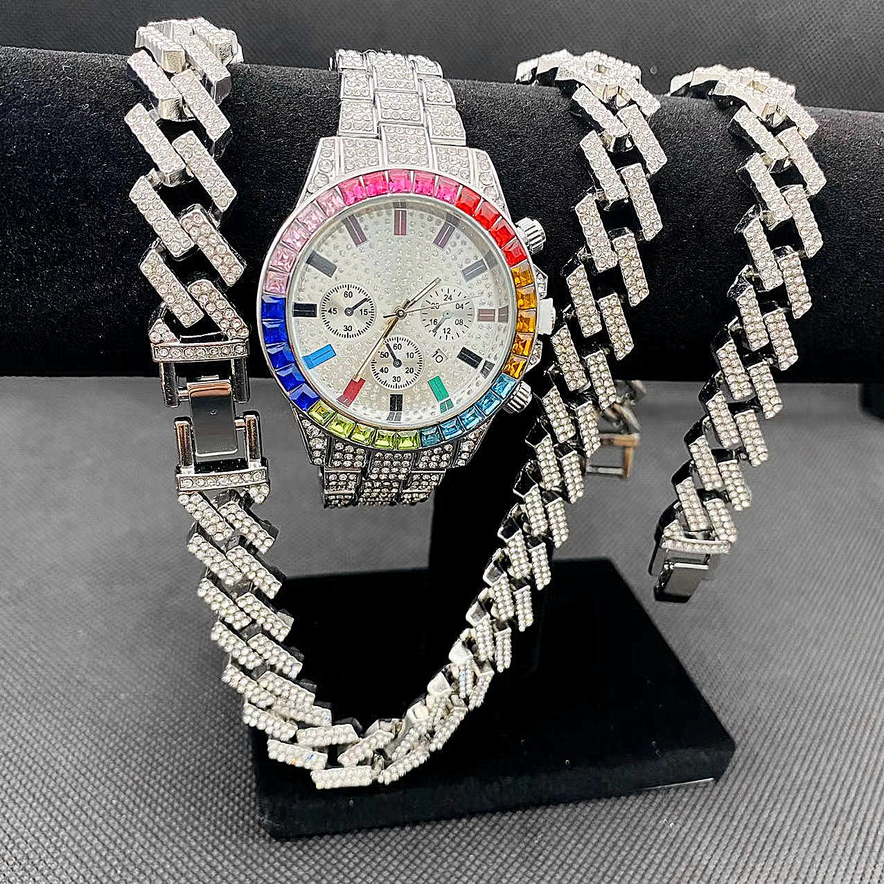 3PCS Hip Hop Mens Women Jewelr - огляд і ціна Best Jewelry Watches For Women