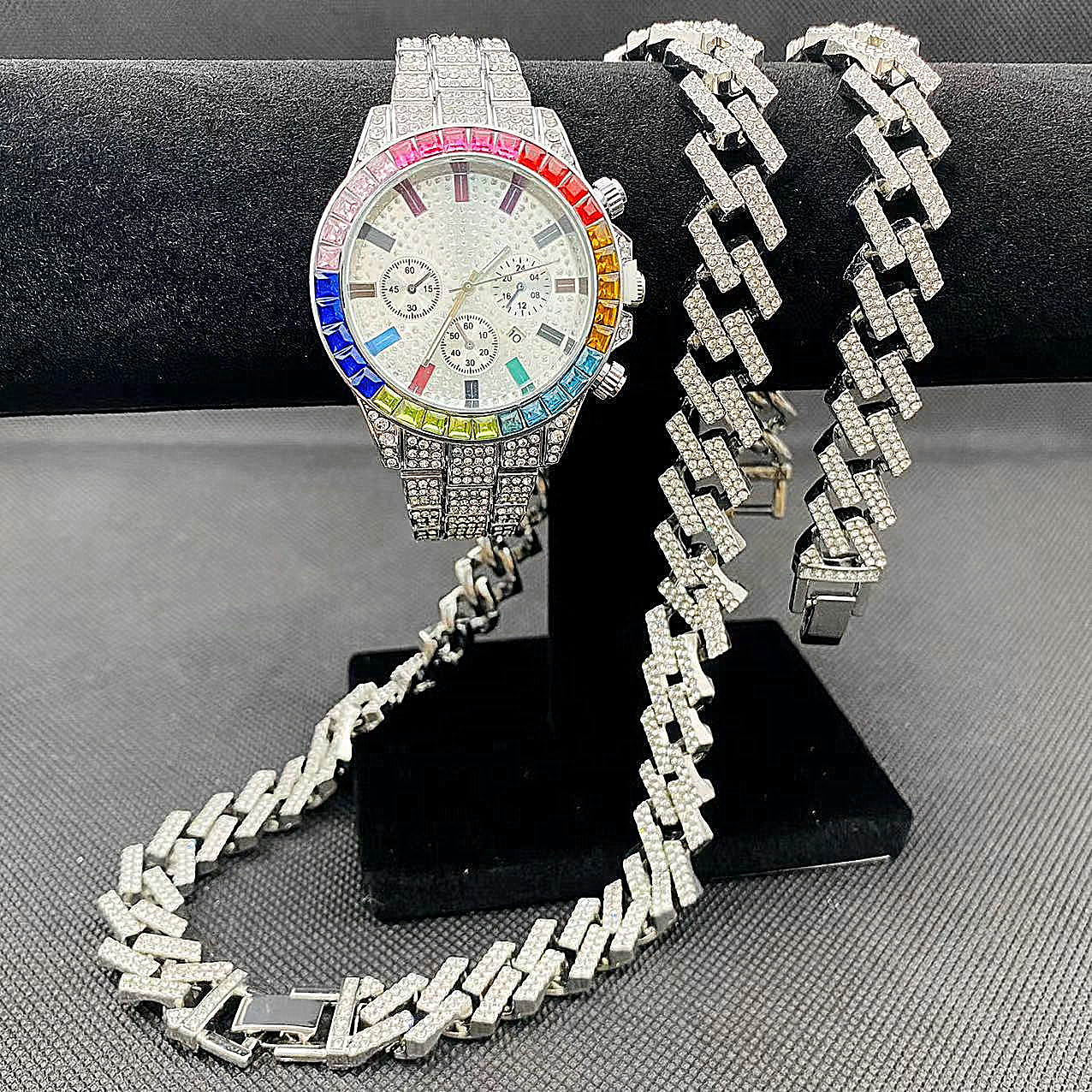 3PCS Hip Hop Mens Women Jewelr - огляд і ціна Best Jewelry Watches For Women